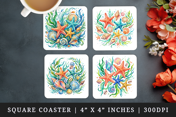 Summer square coaster sublimation, coasters design