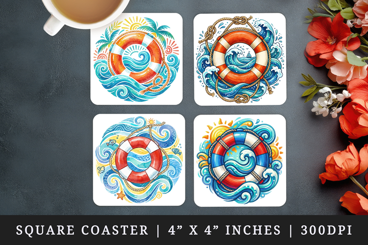 Summer square coaster sublimation, coasters design