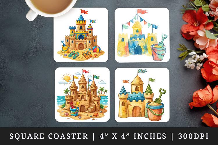Summer square coaster sublimation, coasters design