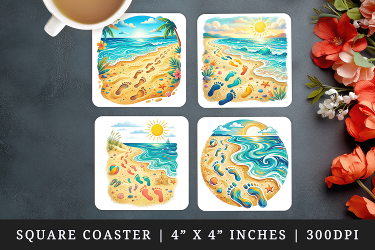 Summer square coaster sublimation, coasters design