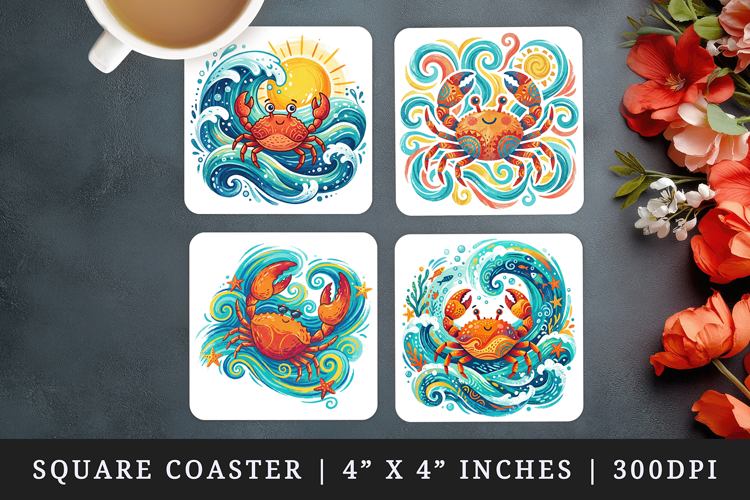 Summer square coaster sublimation, coasters design