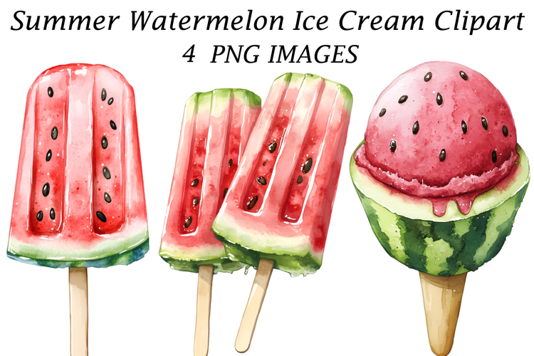 Summer Watermelon Ice Cream Clipart