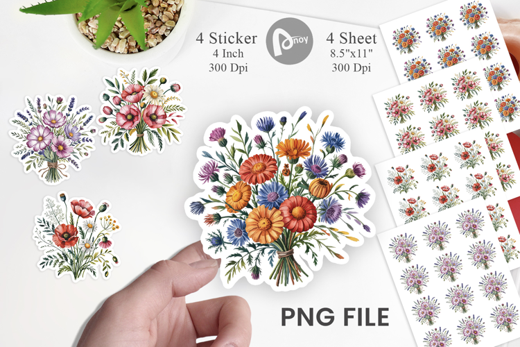 Summer Wildflower Watercolor Sticker