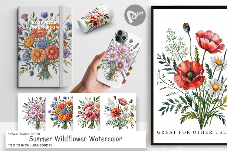 Digital Paper Summer Wildflower