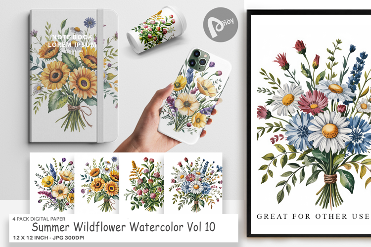 Digital Paper Summer Wildflower