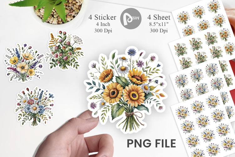 Summer Wildflower Watercolor Sticker
