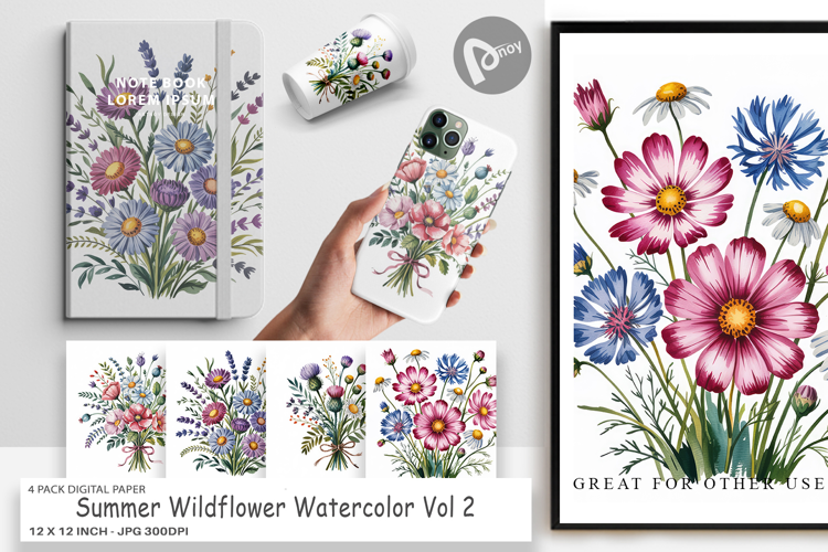 Digital Paper Summer Wildflower