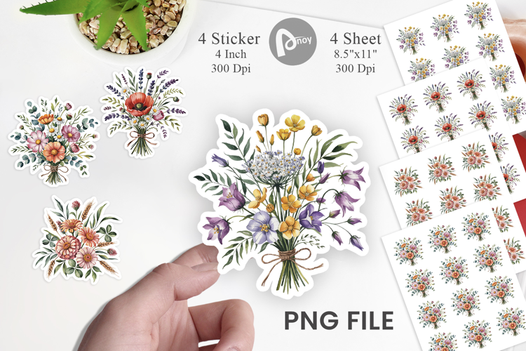 Summer Wildflower Watercolor Sticker