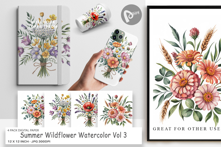 Digital Paper Summer Wildflower