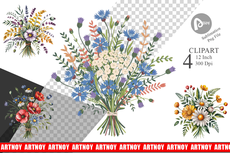 Summer Wildflower Watercolor Clipart