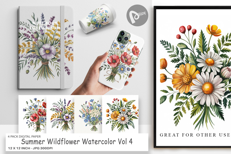 Digital Paper Summer Wildflower