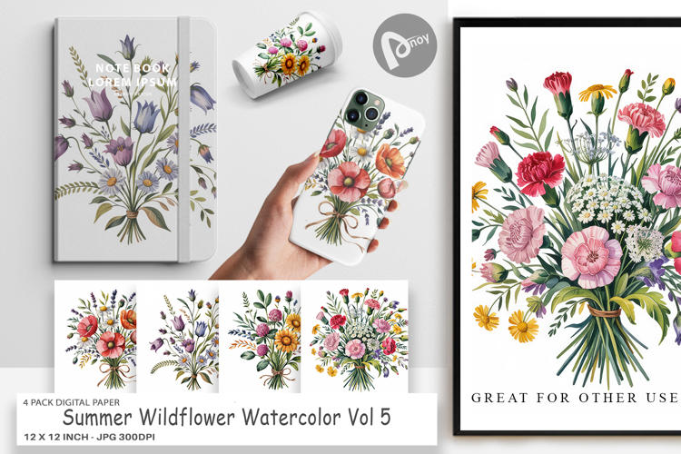 Digital Paper Summer Wildflower