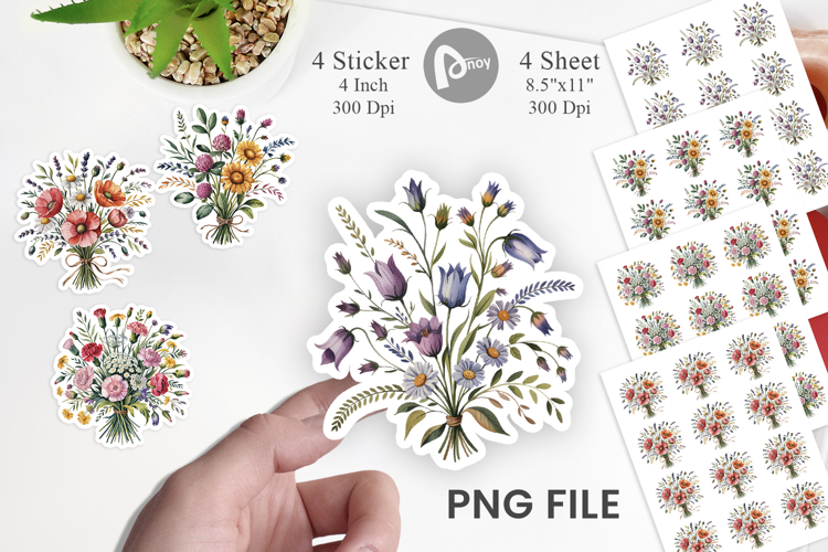 Summer Wildflower Watercolor Sticker