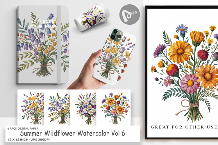 Digital Paper Summer Wildflower