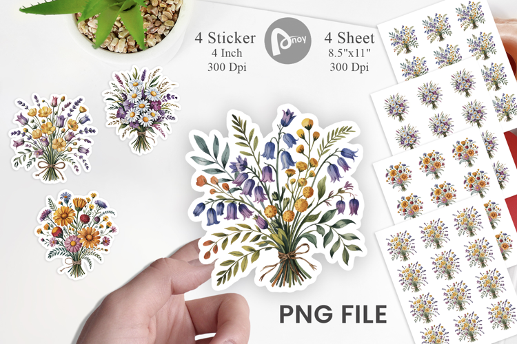 Summer Wildflower Watercolor Sticker