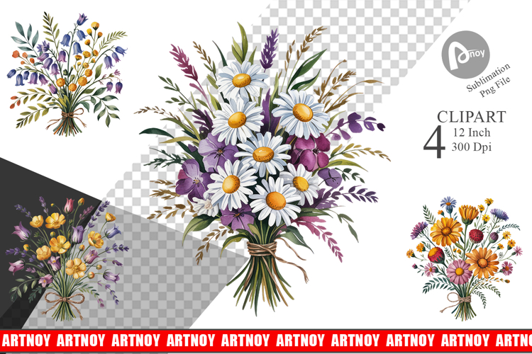 Summer Wildflower Watercolor Clipart