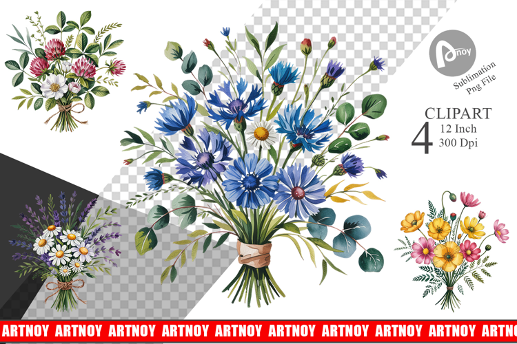 Summer Wildflower Watercolor Clipart