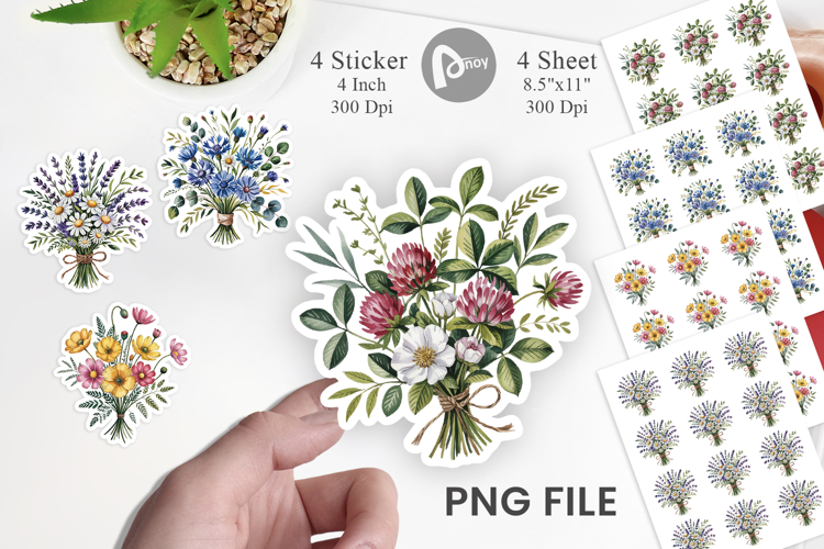 Summer Wildflower Watercolor Sticker