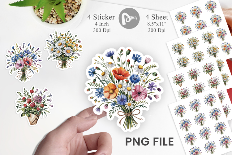 Summer Wildflower Watercolor Sticker