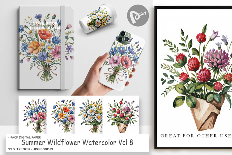 Digital Paper Summer Wildflower