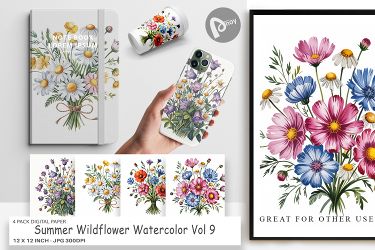 Digital Paper Summer Wildflower