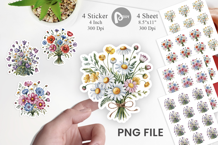 Summer Wildflower Watercolor Sticker