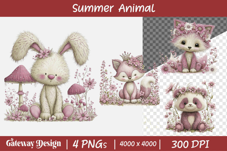Summer Woodland Animals Clipart example image 1