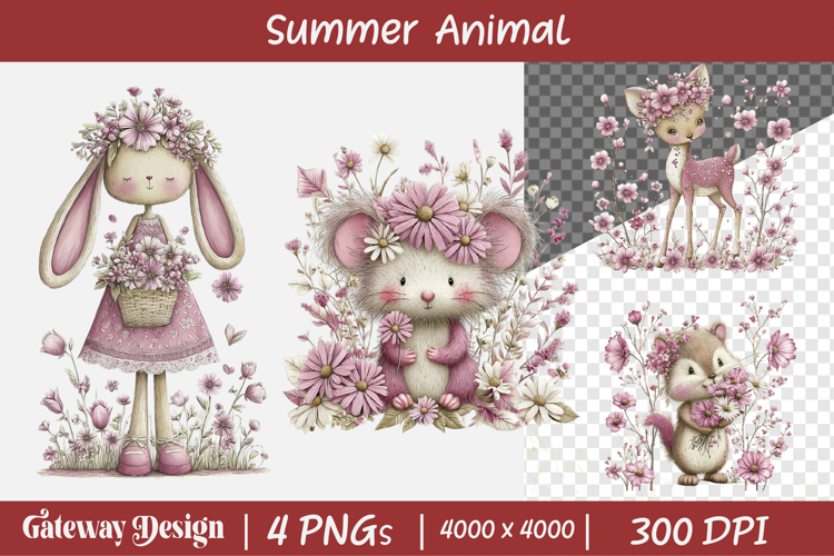 Summer Woodland Animals Clipart example image 1