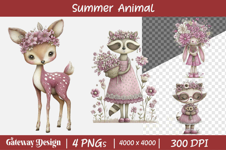 Summer Woodland Animals Clipart example image 1