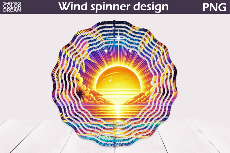 Golden Sunset Wind Spinner | Tropical Ocean Art