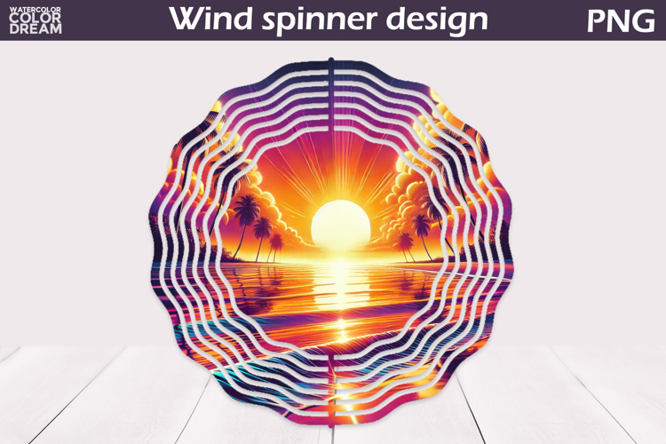 Tropical Sunset Wind Spinner | Beach Ocean Art