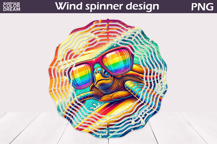 Surfing Turtle Wind Spinner | Tropical Ocean Art