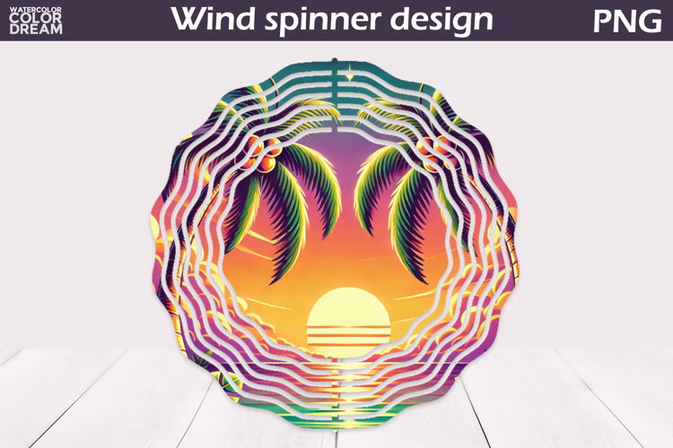 Tropical Sunset Wind Spinner | Beach Ocean Art