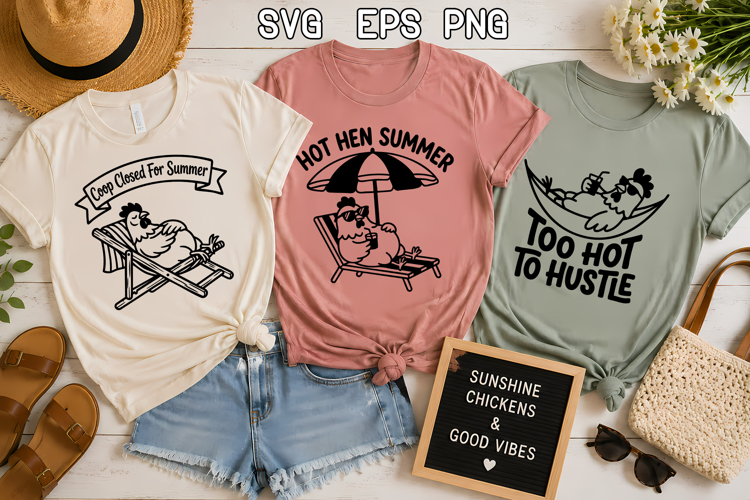 Funny Summer Chicken SVG Design | Farmhouse Chicken SVG