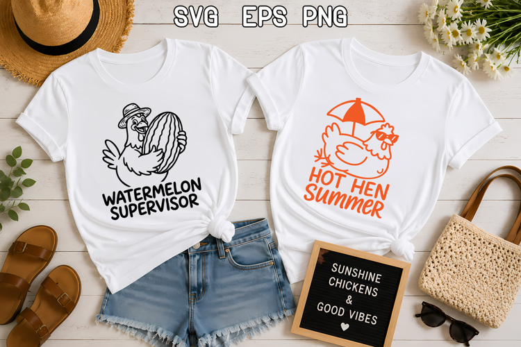 Funny Summer Chicken SVG Design | Farmhouse Chicken SVG