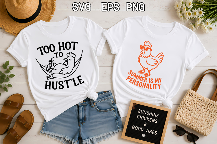 Funny Summer Chicken SVG Design | Farmhouse Chicken SVG