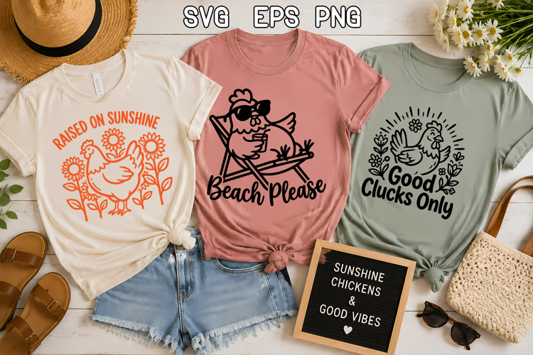 Funny Summer Chicken SVG Design | Farmhouse Chicken SVG