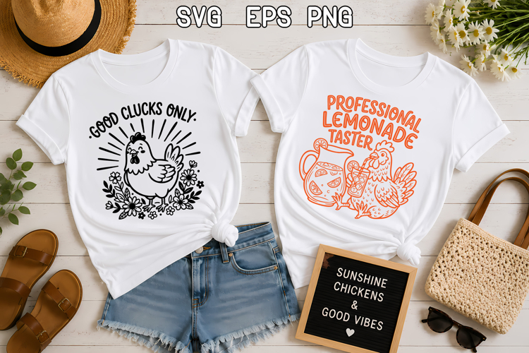 Funny Summer Chicken SVG Design | Farmhouse Chicken SVG