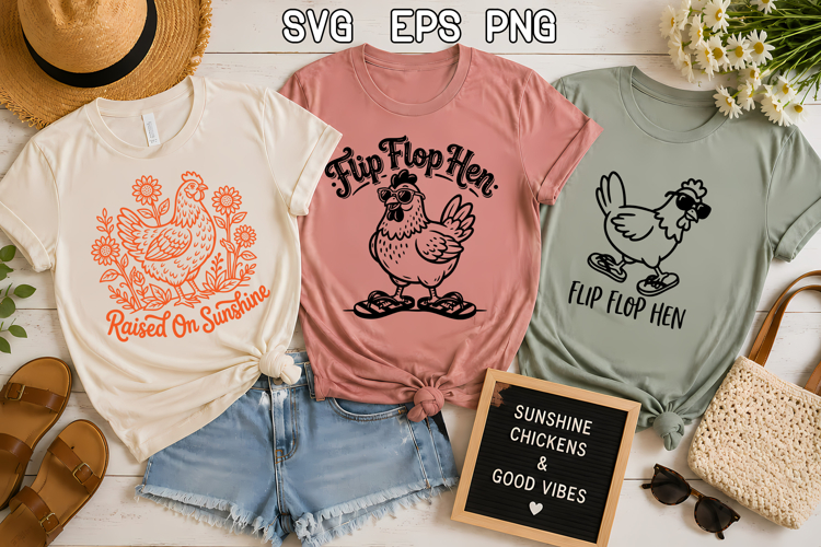 Funny Summer Chicken SVG Design | Farmhouse Chicken SVG
