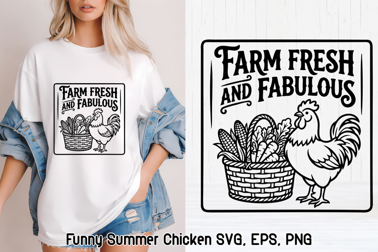 Funny Summer Chicken SVG Design | Farmhouse Chicken SVG