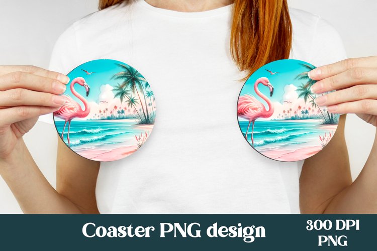 Car coaster sublimation design | Tropical coaster design example image 1