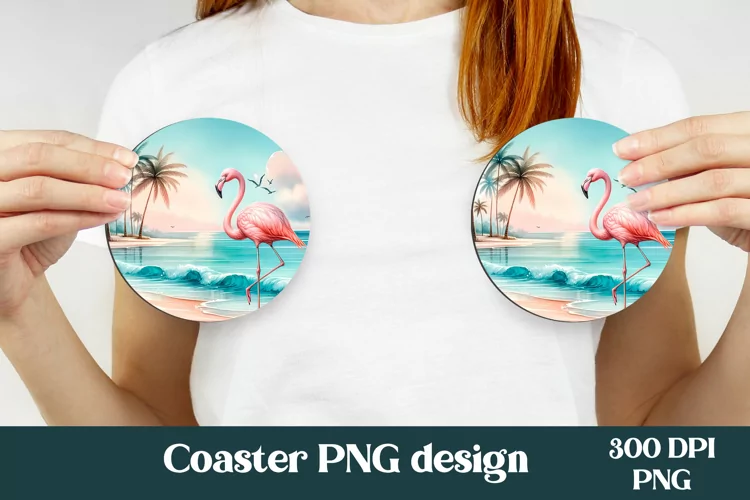 Flamingo car coaster sublimation | Tropical coaster
