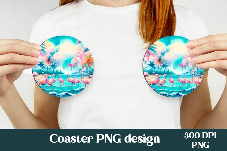 Flamingo tropical summer car coaster sublimation