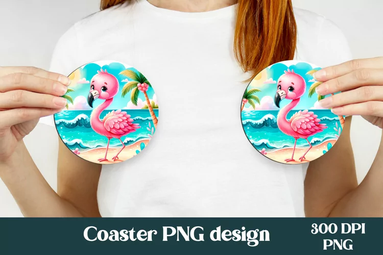 Flamingo tropical car coaster sublimation | Round coaster