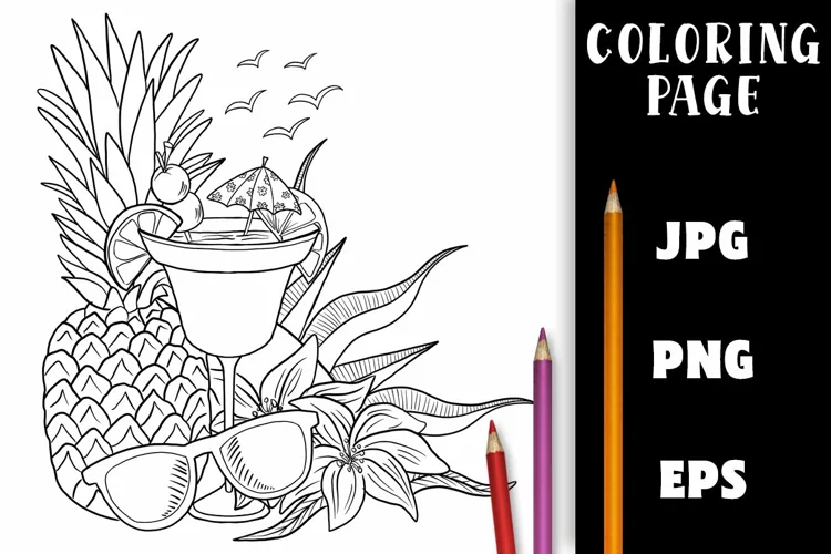 Summer Drinks Coloring Page