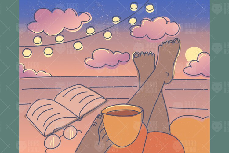 Summer Evenings Cozy Sunset Illustration example image 1