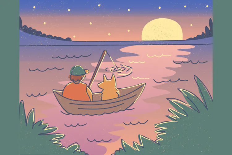 Summer Evenings Reverie Fishing Illustration