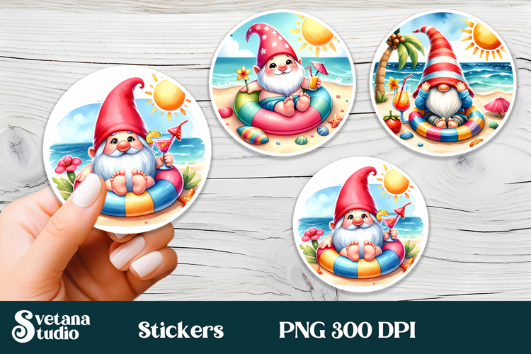 Cute summer gnome sticker | Printable tropical gnome sticker