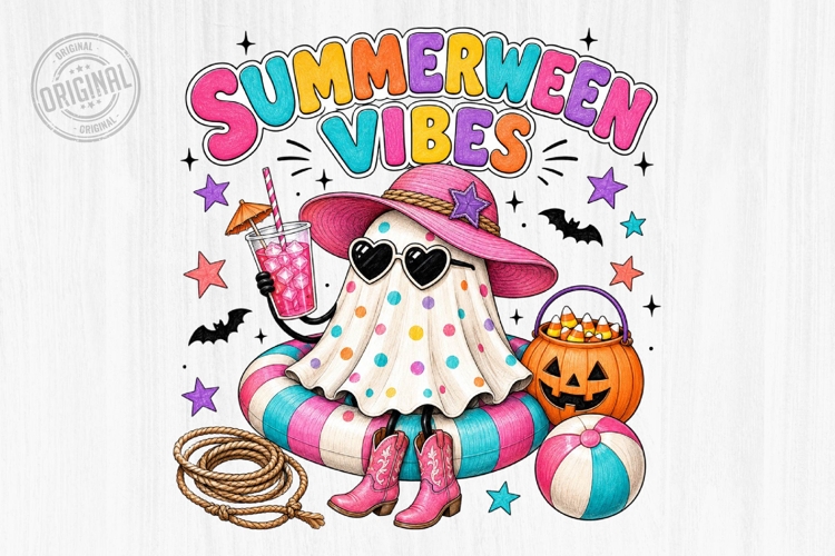 Summerween Ghost Pool Party Clipart PNG Design