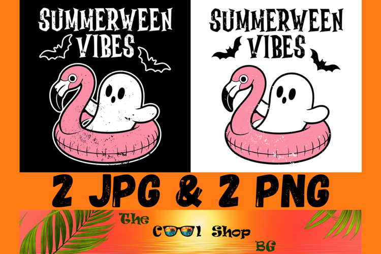 Summerween Vibes Png, Halloween Summer Png,Funny Ghost Float